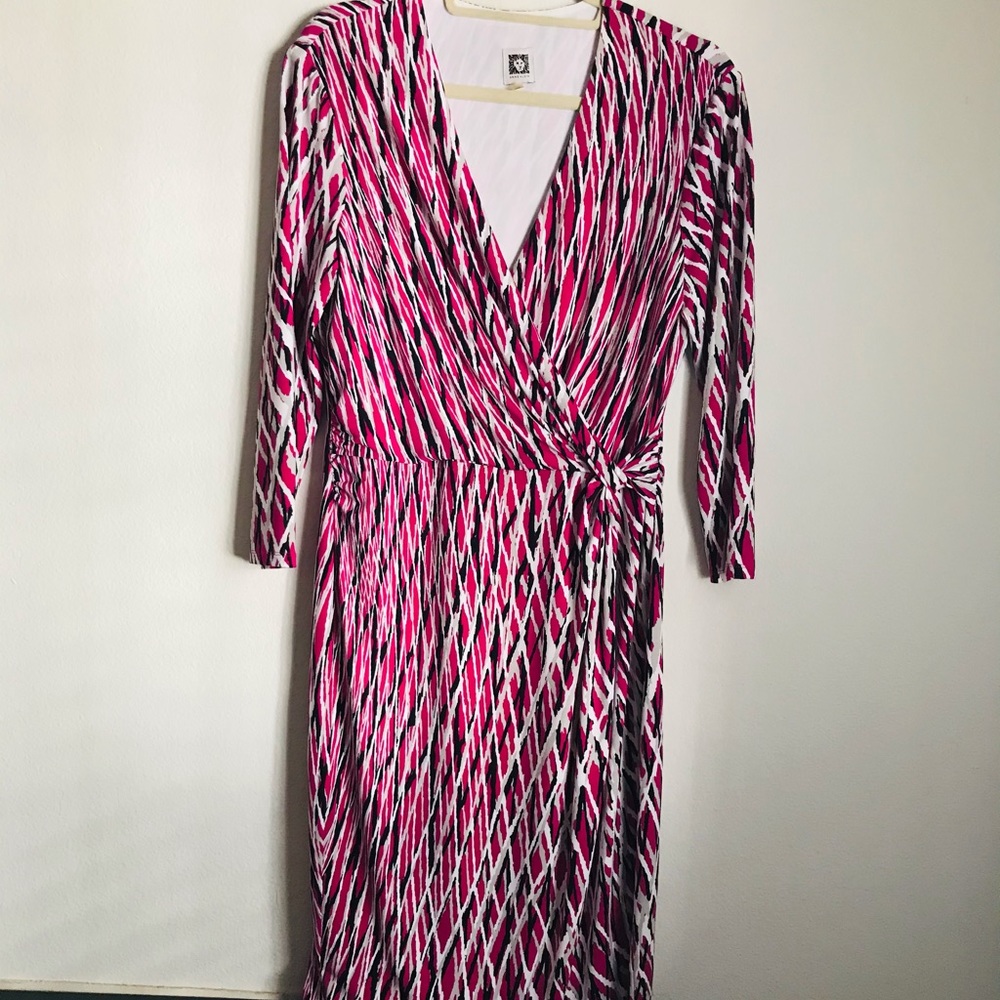Gorgeous Fuchsia Black Grey & White Dress